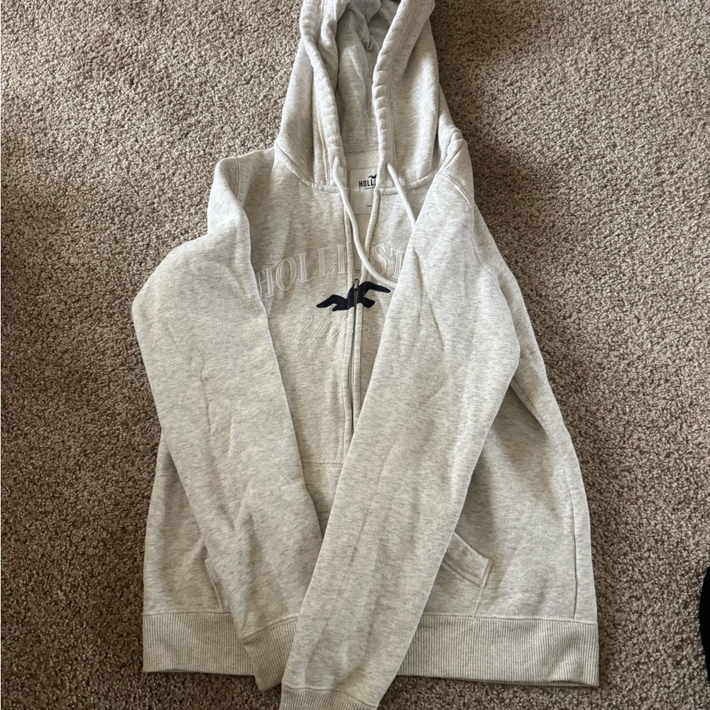 Hollister Light Gray Hoodie with Logo